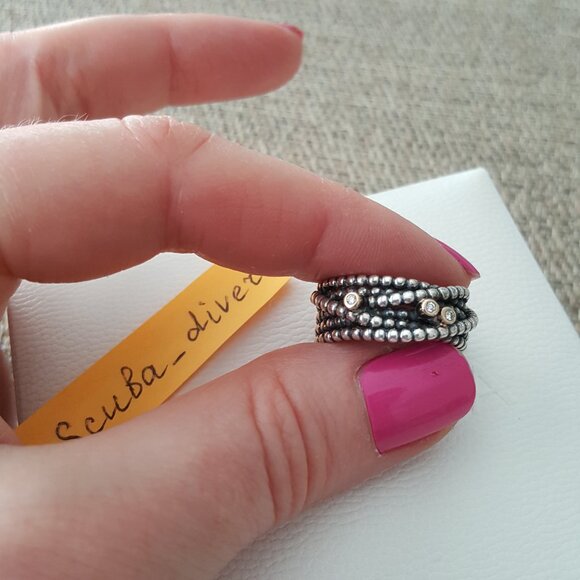 PANDORA Entangled Beauty Two Tone 925 Silver 14K Gold Ring with Diamonds Retired - Picture 10 of 16